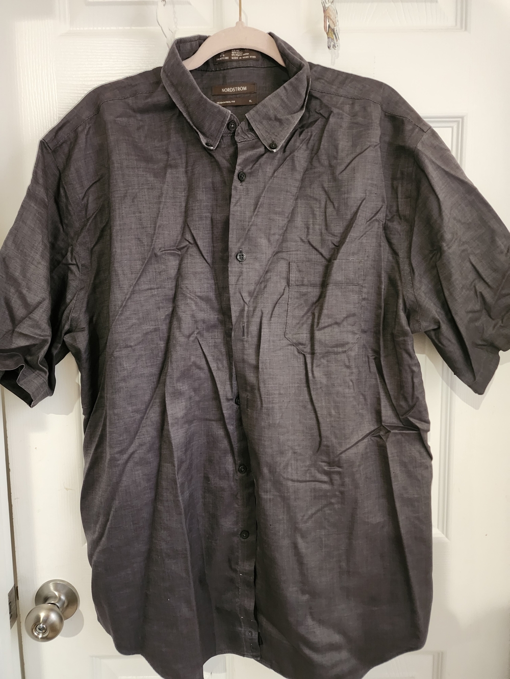 Nordstrom Men’s Short Sleeve Button-Down Shirt — Charcoal Gray